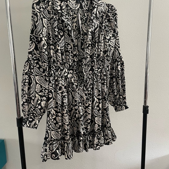 Topshop Idol Shirt Dress Black and White Paisley in Monochrome size 6 - Picture 6 of 8